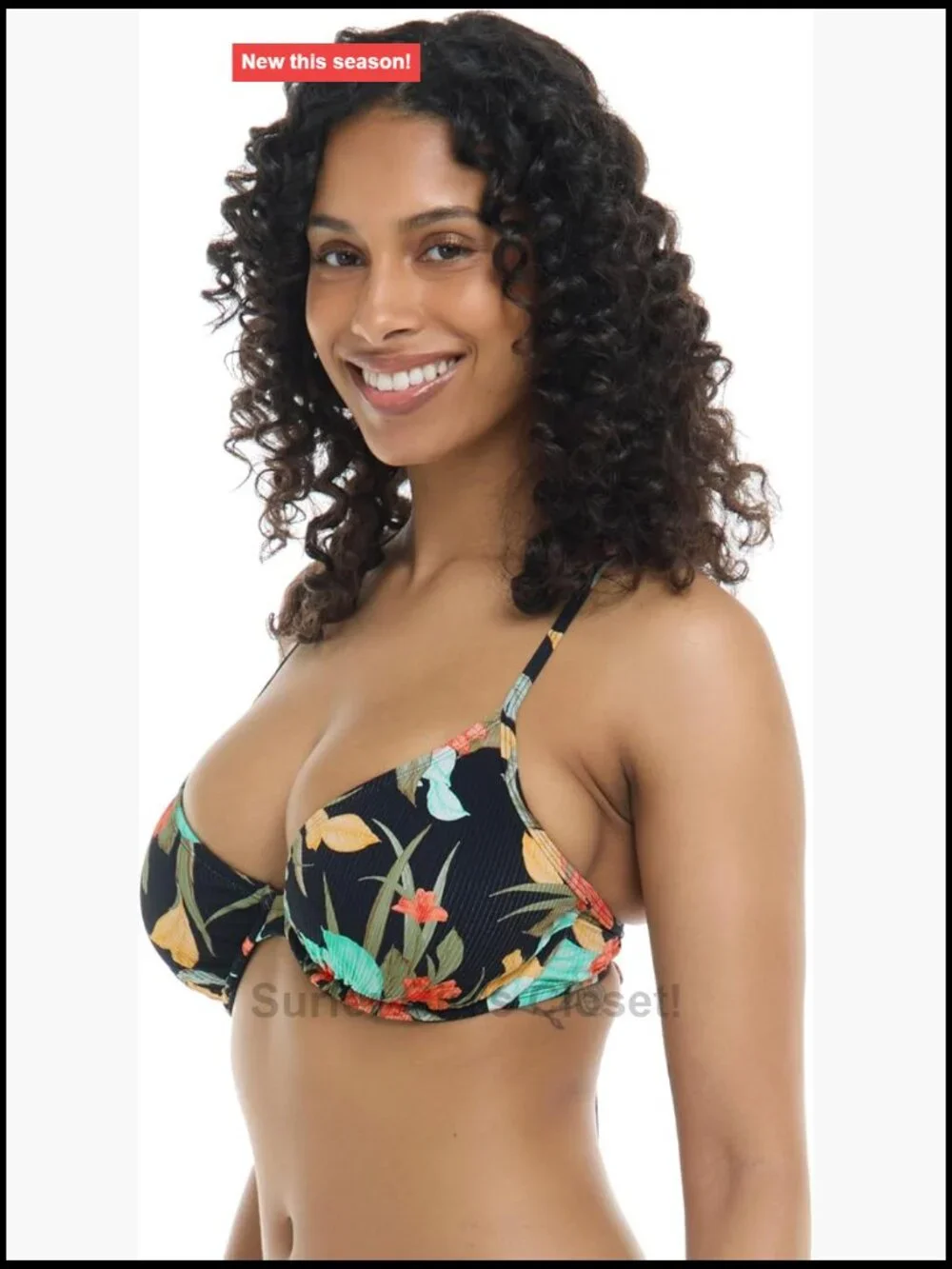 Underwire Bikini Top for Fuller Bust D-F Cup Adjustable 2-Way Back